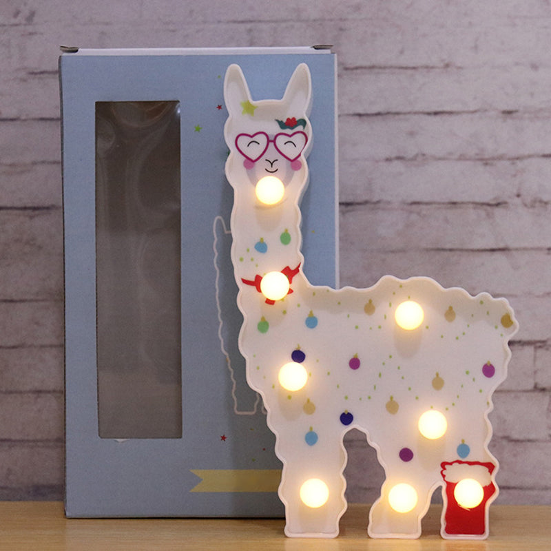Alpaca Shaped Plastic LED Table Lamp Childrens White Battery Wall Lighting for Bedroom Clearhalo 'Night Lights' 'Wall Lights' Lighting' 2137406