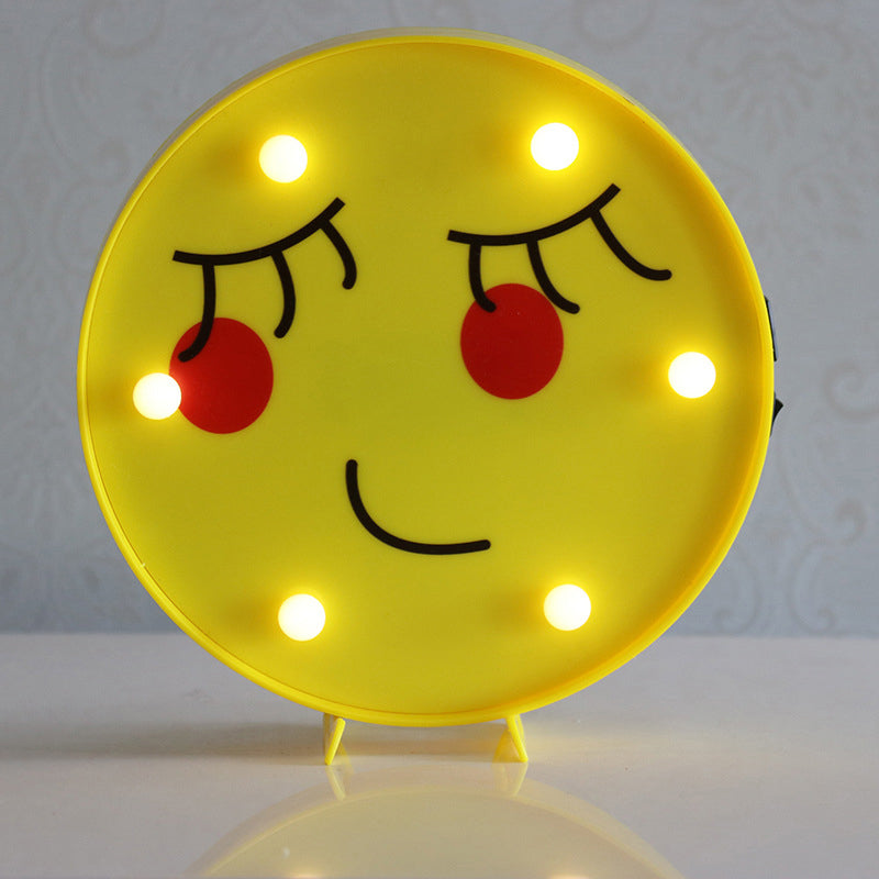 Yellow Emoji Shaped Battery Table Lighting Art Decor Plastic LED Nightstand Lamp for Bedroom Yellow Battery B Clearhalo 'Night Lights' 'Wall Lights' Lighting' 2137410