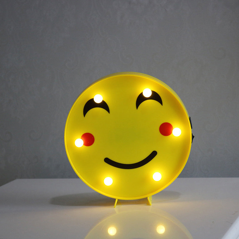 Yellow Emoji Shaped Battery Table Lighting Art Decor Plastic LED Nightstand Lamp for Bedroom Yellow Battery C Clearhalo 'Night Lights' 'Wall Lights' Lighting' 2137411