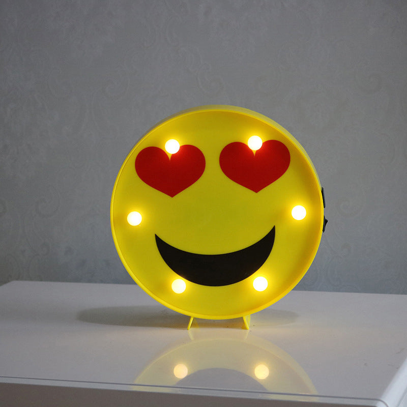 Yellow Emoji Shaped Battery Table Lighting Art Decor Plastic LED Nightstand Lamp for Bedroom Yellow Battery D Clearhalo 'Night Lights' 'Wall Lights' Lighting' 2137412