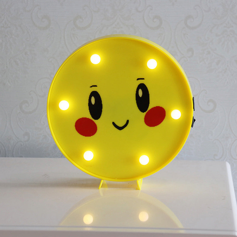 Yellow Emoji Shaped Battery Table Lighting Art Decor Plastic LED Nightstand Lamp for Bedroom Yellow Battery E Clearhalo 'Night Lights' 'Wall Lights' Lighting' 2137413