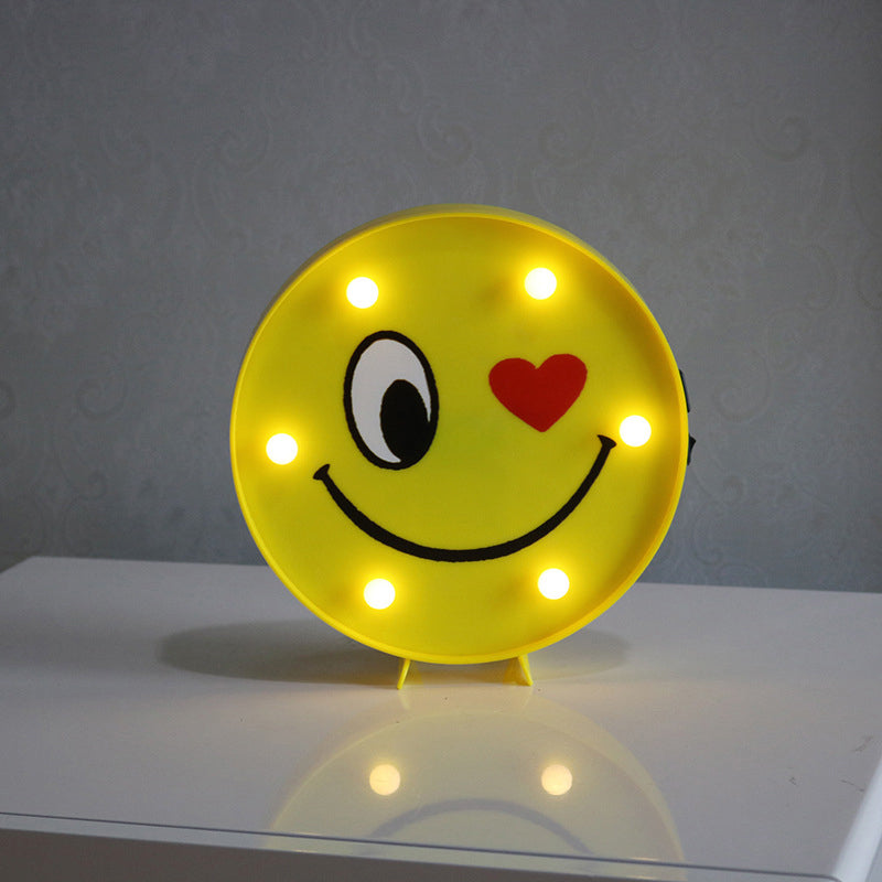 Yellow Emoji Shaped Battery Table Lighting Art Decor Plastic LED Nightstand Lamp for Bedroom Yellow Battery F Clearhalo 'Night Lights' 'Wall Lights' Lighting' 2137414