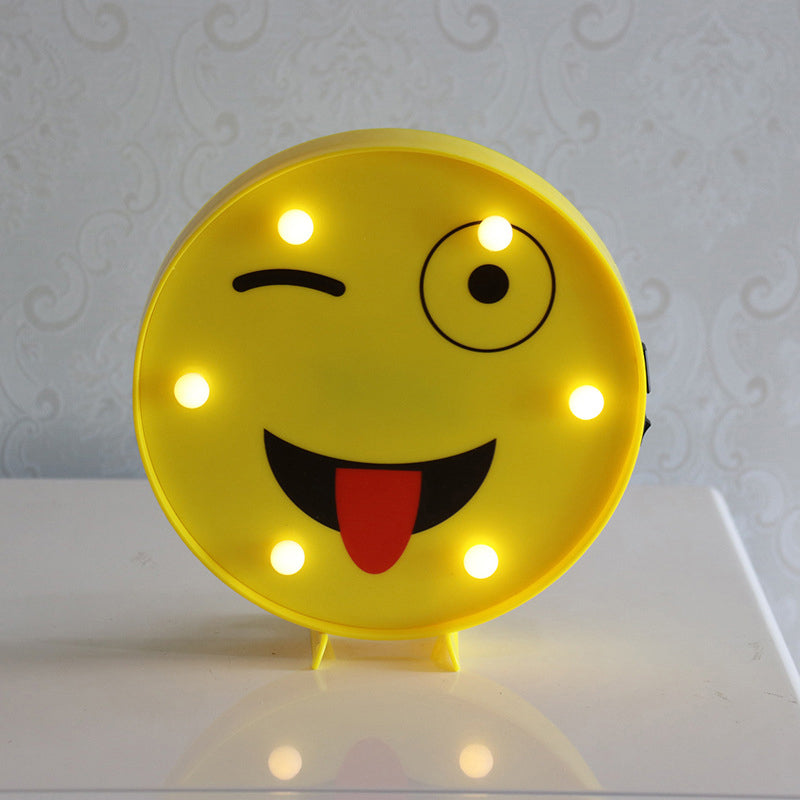 Yellow Emoji Shaped Battery Table Lighting Art Decor Plastic LED Nightstand Lamp for Bedroom Yellow Battery G Clearhalo 'Night Lights' 'Wall Lights' Lighting' 2137415