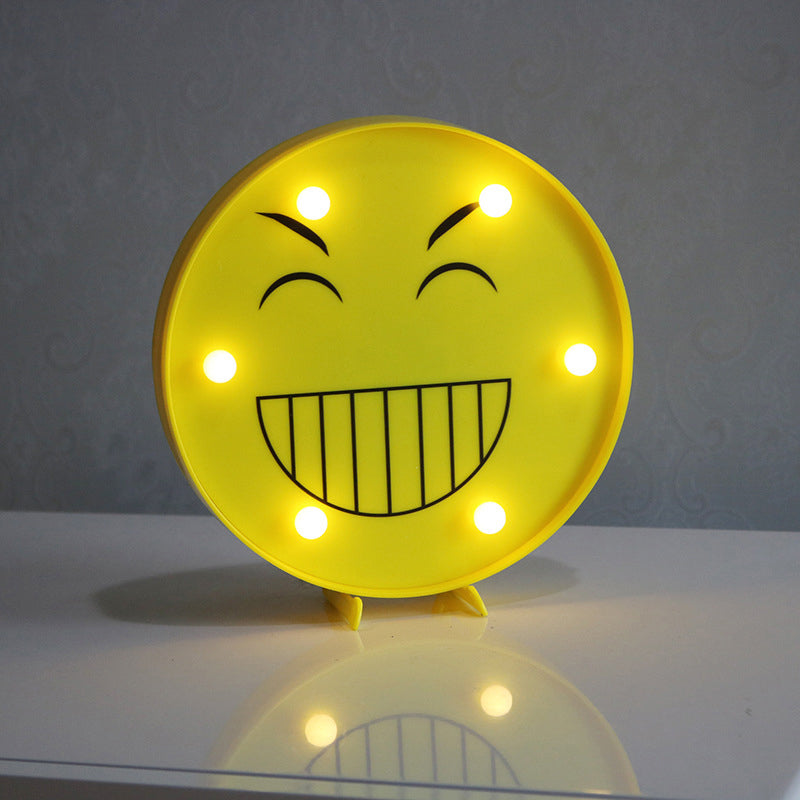 Yellow Emoji Shaped Battery Table Lighting Art Decor Plastic LED Nightstand Lamp for Bedroom Yellow Battery H Clearhalo 'Night Lights' 'Wall Lights' Lighting' 2137416