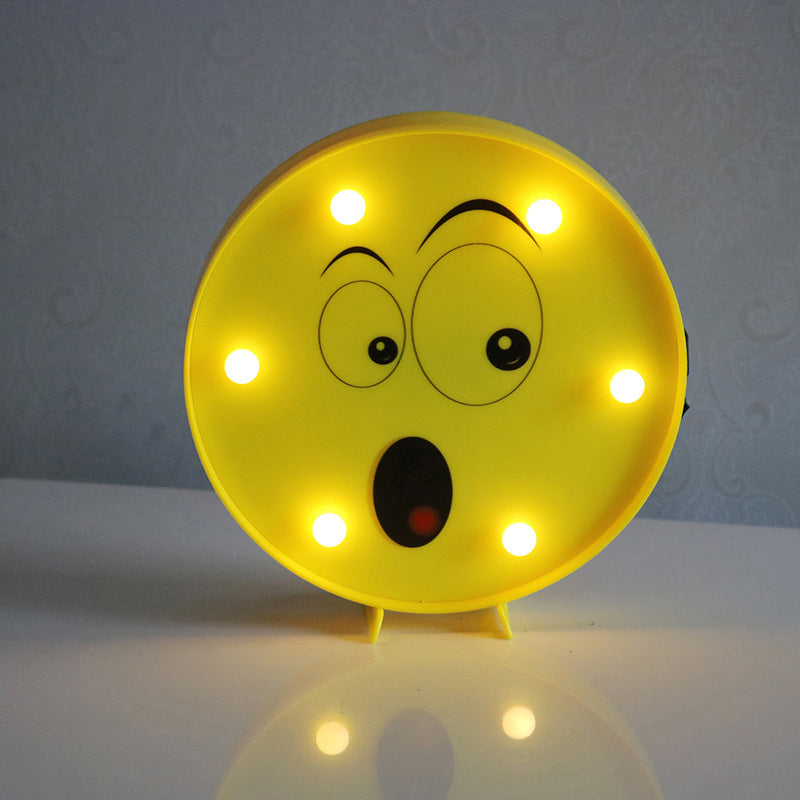 Yellow Emoji Shaped Battery Table Lighting Art Decor Plastic LED Nightstand Lamp for Bedroom Yellow Battery I Clearhalo 'Night Lights' 'Wall Lights' Lighting' 2137417