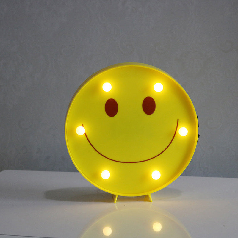 Yellow Emoji Shaped Battery Table Lighting Art Decor Plastic LED Nightstand Lamp for Bedroom Yellow Battery J Clearhalo 'Night Lights' 'Wall Lights' Lighting' 2137418
