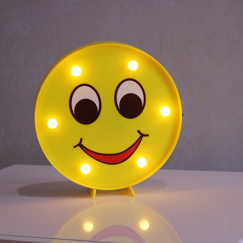 Yellow Emoji Shaped Battery Table Lighting Art Decor Plastic LED Nightstand Lamp for Bedroom Yellow Battery K Clearhalo 'Night Lights' 'Wall Lights' Lighting' 2137419