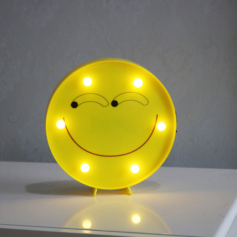 Yellow Emoji Shaped Battery Table Lighting Art Decor Plastic LED Nightstand Lamp for Bedroom Yellow Battery L Clearhalo 'Night Lights' 'Wall Lights' Lighting' 2137421