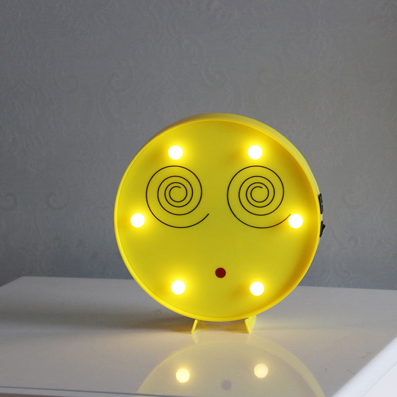 Yellow Emoji Shaped Battery Table Lighting Art Decor Plastic LED Nightstand Lamp for Bedroom Yellow Battery M Clearhalo 'Night Lights' 'Wall Lights' Lighting' 2137422