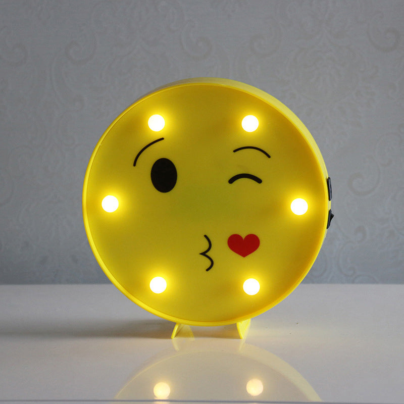 Yellow Emoji Shaped Battery Table Lighting Art Decor Plastic LED Nightstand Lamp for Bedroom Yellow Battery N Clearhalo 'Night Lights' 'Wall Lights' Lighting' 2137423