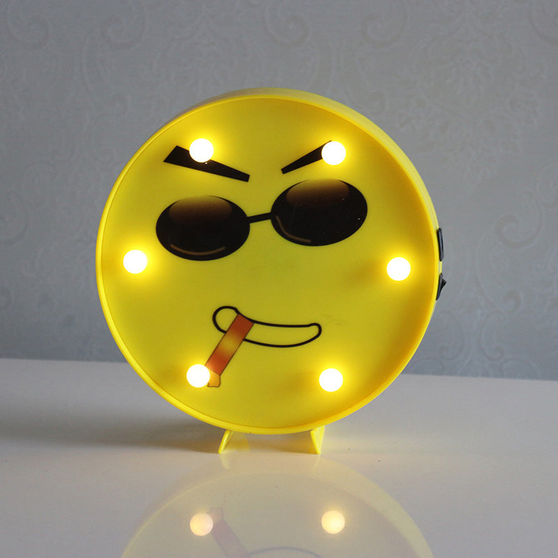 Yellow Emoji Shaped Battery Table Lighting Art Decor Plastic LED Nightstand Lamp for Bedroom Yellow Battery O Clearhalo 'Night Lights' 'Wall Lights' Lighting' 2137424