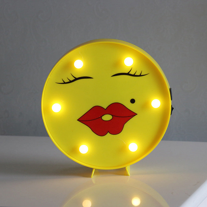 Yellow Emoji Shaped Battery Table Lighting Art Decor Plastic LED Nightstand Lamp for Bedroom Yellow Battery P Clearhalo 'Night Lights' 'Wall Lights' Lighting' 2137425