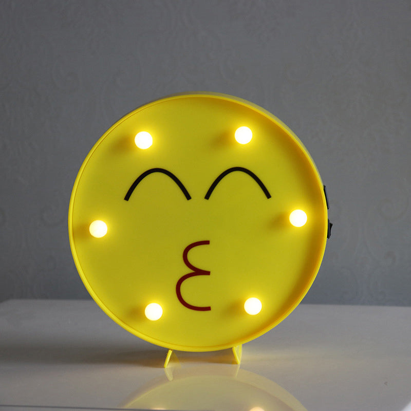 Yellow Emoji Shaped Battery Table Lighting Art Decor Plastic LED Nightstand Lamp for Bedroom Yellow Battery Q Clearhalo 'Night Lights' 'Wall Lights' Lighting' 2137426
