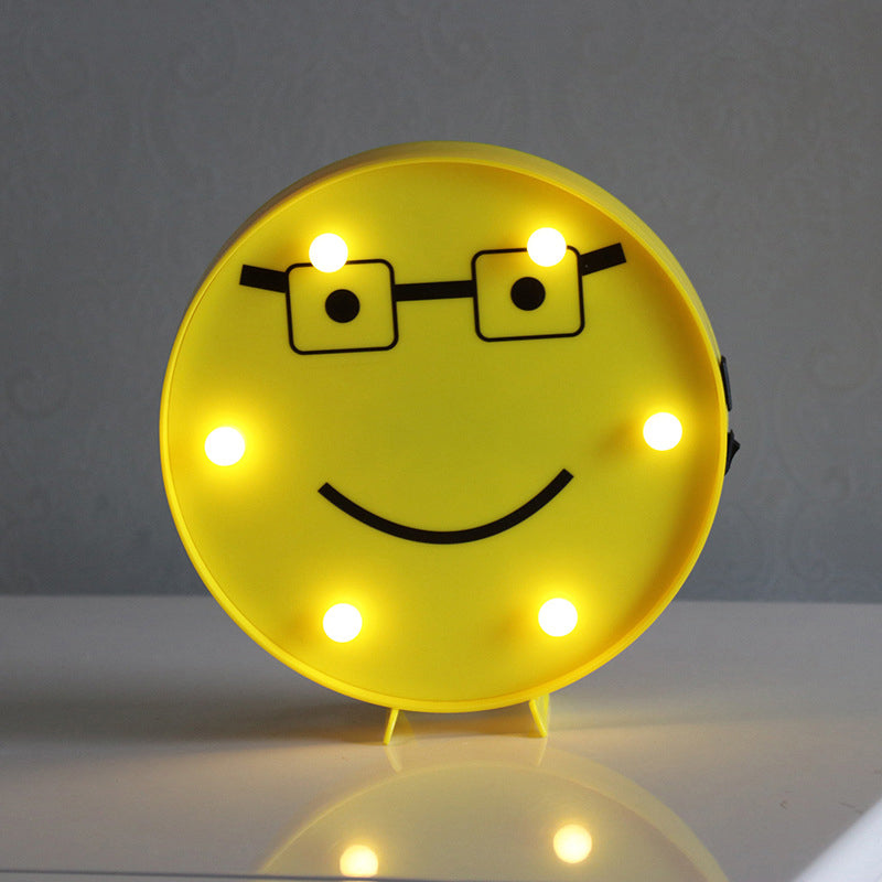 Yellow Emoji Shaped Battery Table Lighting Art Decor Plastic LED Nightstand Lamp for Bedroom Yellow Battery R Clearhalo 'Night Lights' 'Wall Lights' Lighting' 2137427