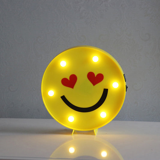 Yellow Emoji Shaped Battery Table Lighting Art Decor Plastic LED Nightstand Lamp for Bedroom Yellow Battery S Clearhalo 'Night Lights' 'Wall Lights' Lighting' 2137428