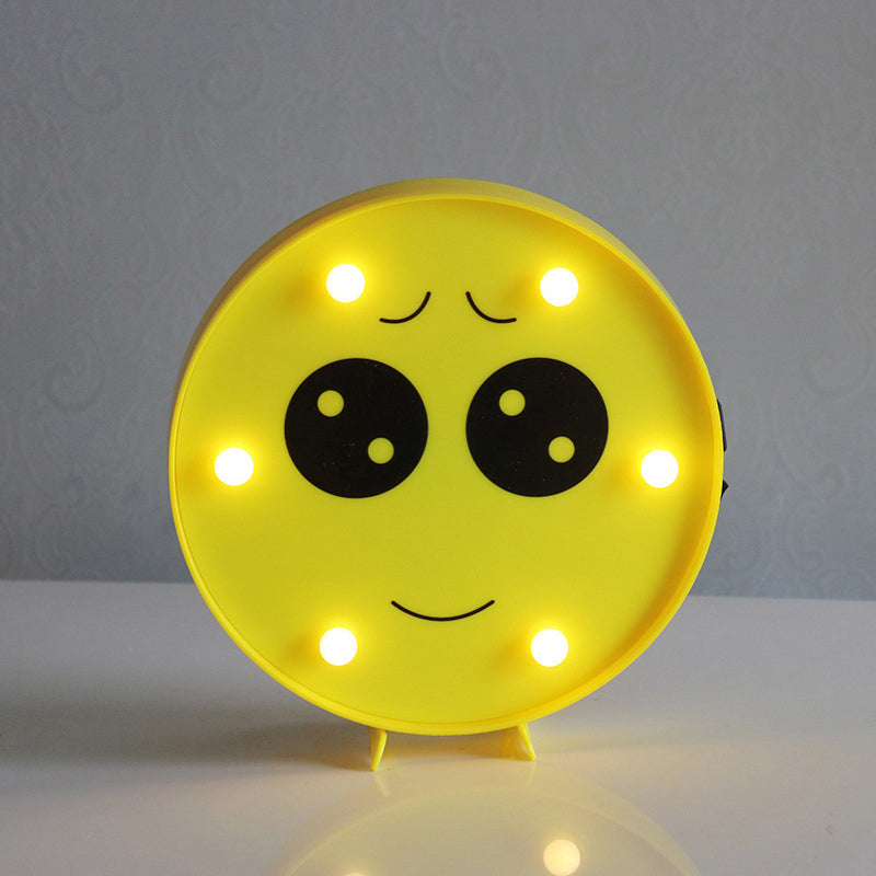 Yellow Emoji Shaped Battery Table Lighting Art Decor Plastic LED Nightstand Lamp for Bedroom Yellow Battery T Clearhalo 'Night Lights' 'Wall Lights' Lighting' 2137429