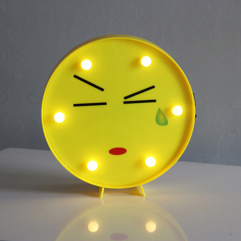 Yellow Emoji Shaped Battery Table Lighting Art Decor Plastic LED Nightstand Lamp for Bedroom Yellow Battery U Clearhalo 'Night Lights' 'Wall Lights' Lighting' 2137430