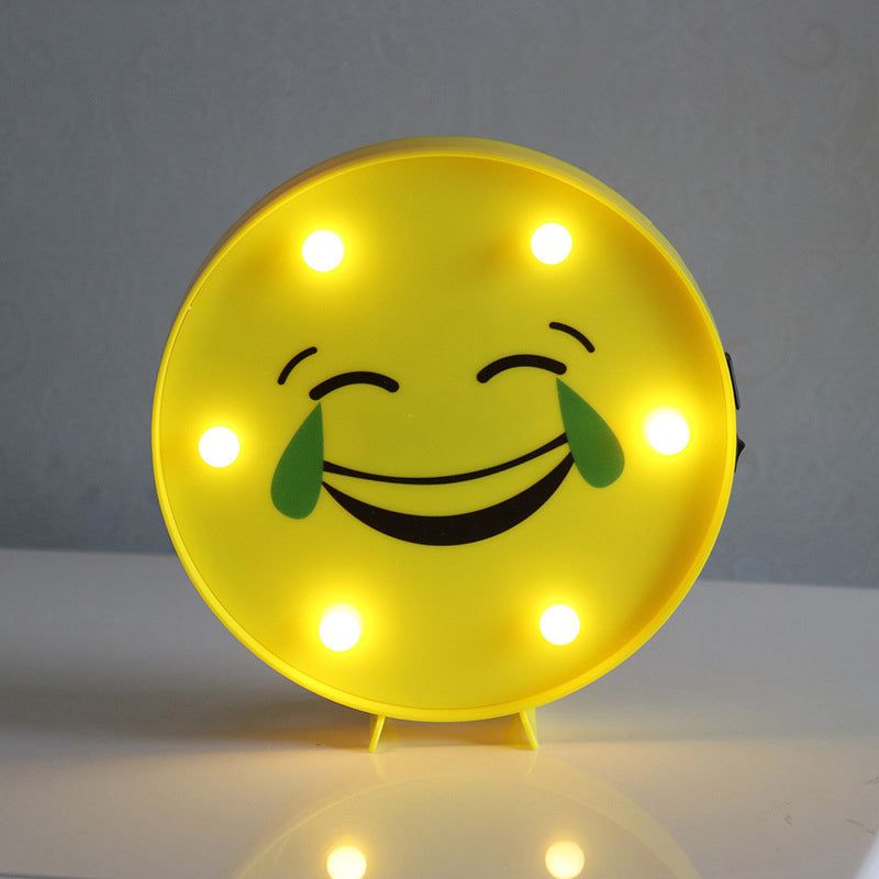 Yellow Emoji Shaped Battery Table Lighting Art Decor Plastic LED Nightstand Lamp for Bedroom Yellow Battery V Clearhalo 'Night Lights' 'Wall Lights' Lighting' 2137431