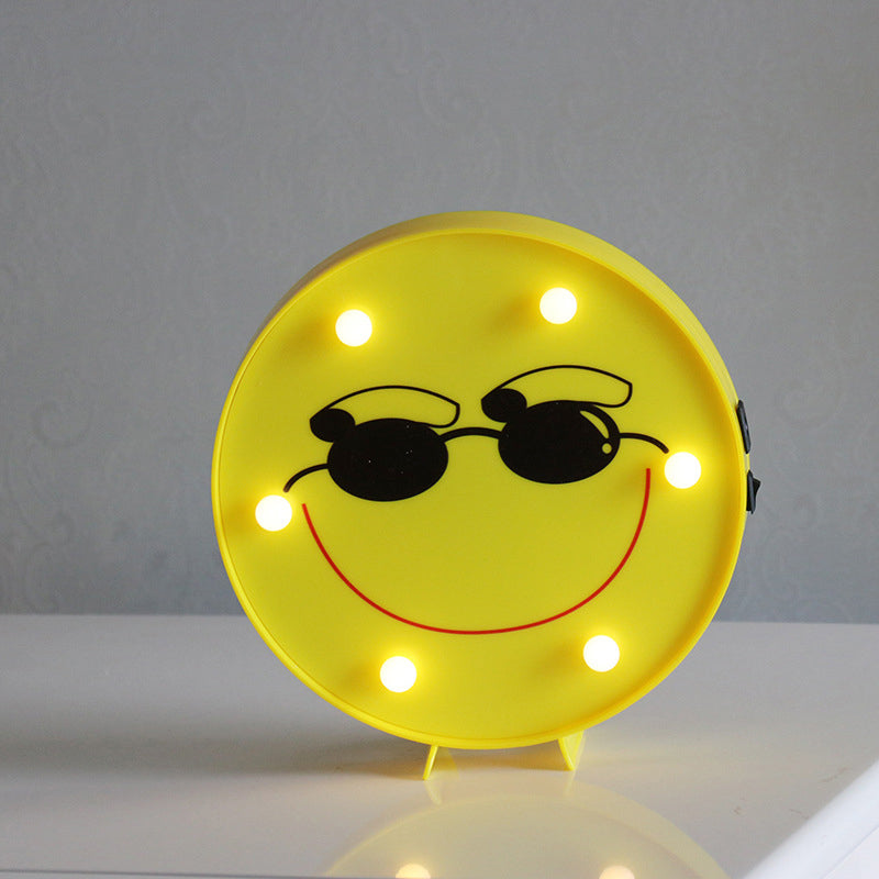 Yellow Emoji Shaped Battery Table Lighting Art Decor Plastic LED Nightstand Lamp for Bedroom Yellow Battery X Clearhalo 'Night Lights' 'Wall Lights' Lighting' 2137433