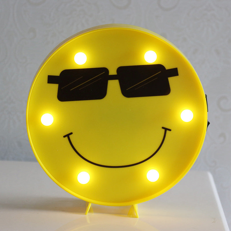 Yellow Emoji Shaped Battery Table Lighting Art Decor Plastic LED Nightstand Lamp for Bedroom Yellow Battery Y Clearhalo 'Night Lights' 'Wall Lights' Lighting' 2137434