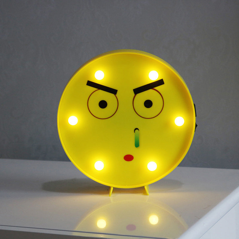 Yellow Emoji Shaped Battery Table Lighting Art Decor Plastic LED Nightstand Lamp for Bedroom Yellow Battery Z Clearhalo 'Night Lights' 'Wall Lights' Lighting' 2137435