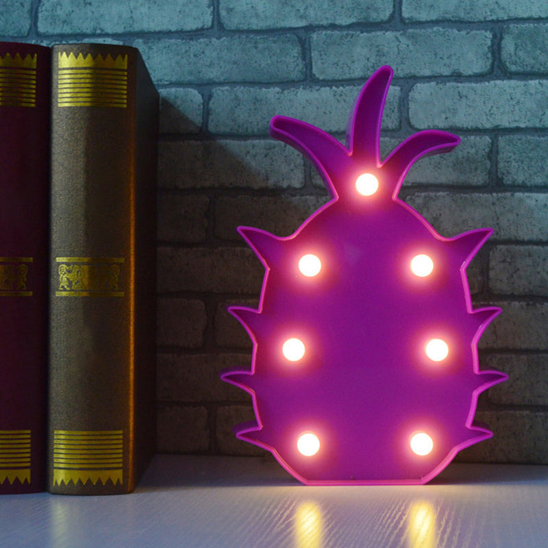 Plastic Fruit Shaped LED Table Lamp Childrens Battery Nightstand Light for Bedroom Rose Red Battery Clearhalo 'Night Lights' 'Wall Lights' Lighting' 2137454