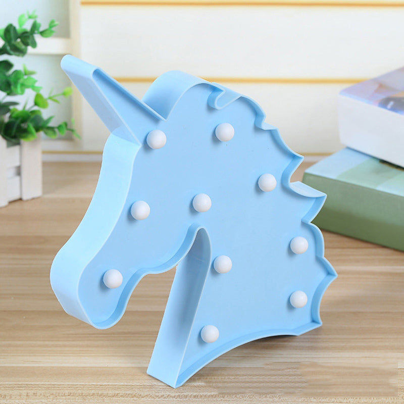 Unicorn Shaped Battery Table Lamp Kids Style Plastic Bedroom LED Nightstand Lighting Blue Battery Clearhalo 'Night Lights' 'Wall Lights' Lighting' 2137468