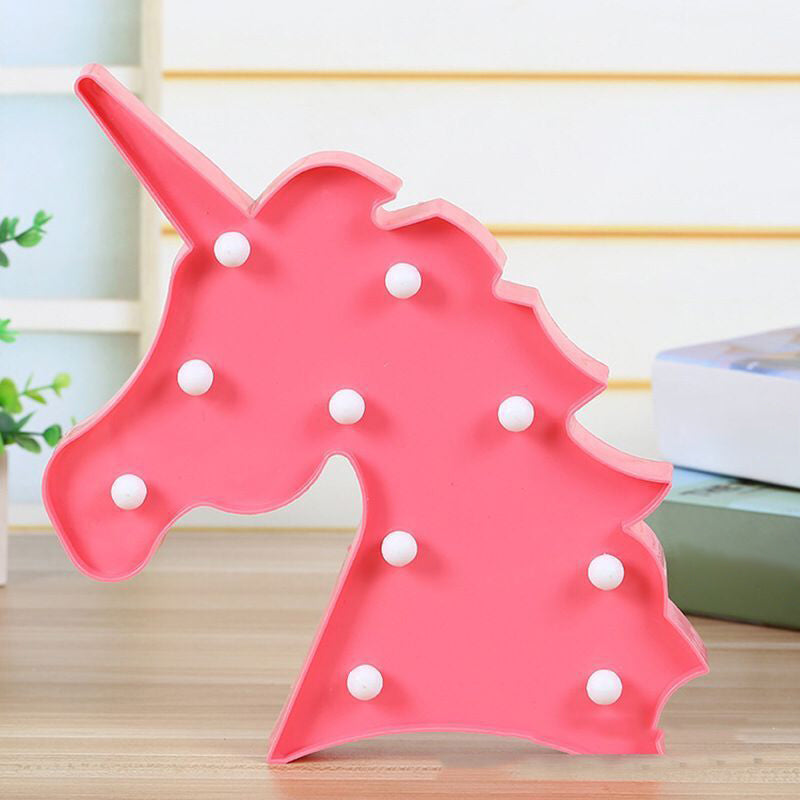 Unicorn Shaped Battery Table Lamp Kids Style Plastic Bedroom LED Nightstand Lighting Pink Battery Clearhalo 'Night Lights' 'Wall Lights' Lighting' 2137471