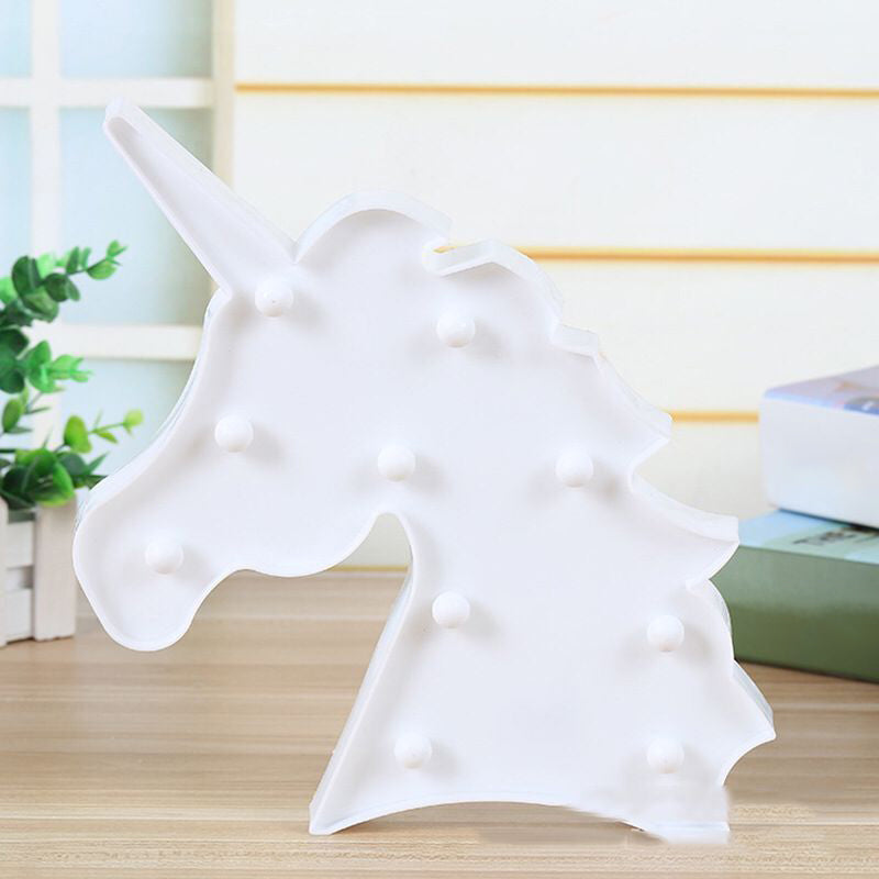 Unicorn Shaped Battery Table Lamp Kids Style Plastic Bedroom LED Nightstand Lighting White Battery Clearhalo 'Night Lights' 'Wall Lights' Lighting' 2137472