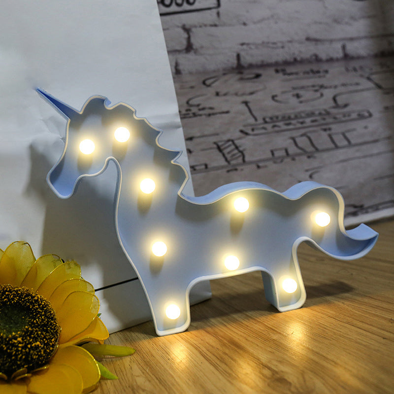 Plastic Cartoon Shaped LED Table Light Artistic Battery Nightstand Lamp for Bedroom Blue Battery Clearhalo 'Night Lights' 'Wall Lights' Lighting' 2137474