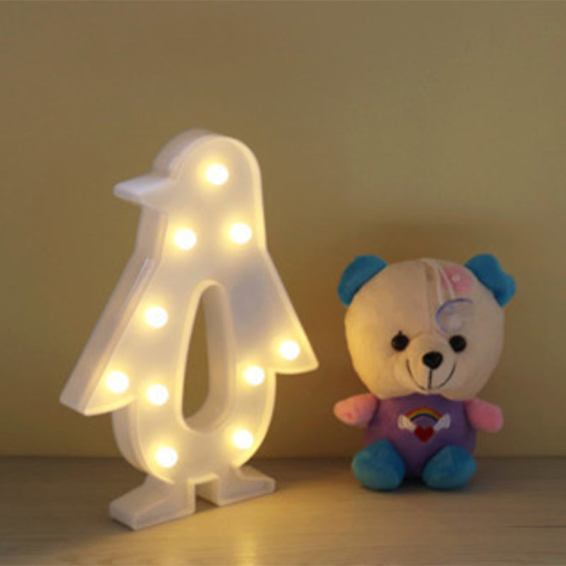 Kids Style Cartoon Shaped Battery Table Lamp Plastic Bedside LED Nightstand Lighting White Battery Clearhalo 'Night Lights' 'Wall Lights' Lighting' 2137493