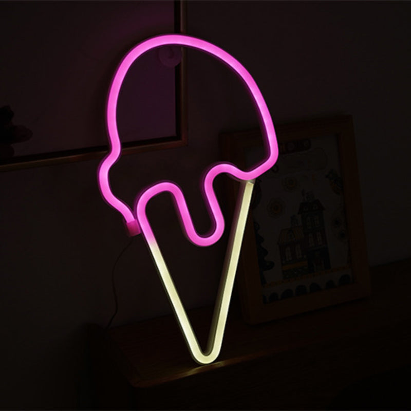 Cartoon Shaped LED Table Light Artistic Plastic Bedroom Battery Neon Wall Lighting Ideas for Bedroom White Battery B Clearhalo 'Night Lights' 'Wall Lights' Lighting' 2137500