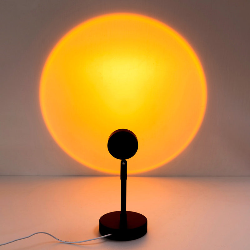 Aluminum Sunset Glow USB Plug Table Lighting Contemporary LED Spotlight in Black for Bedroom Black Rechargeable Orange Clearhalo 'Night Lights' 'Wall Lights' Lighting' 2137504