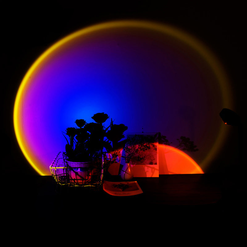 Aluminum Sunset Glow USB Plug Table Lighting Contemporary LED Spotlight in Black for Bedroom Black Rechargeable Purple Clearhalo 'Night Lights' 'Wall Lights' Lighting' 2137506