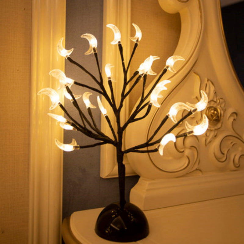 Tree Branch Plastic LED Table Light Artistic Black Battery Nightstand Lamp for Bedroom Black Battery H Clearhalo 'Night Lights' 'Wall Lights' Lighting' 2137543