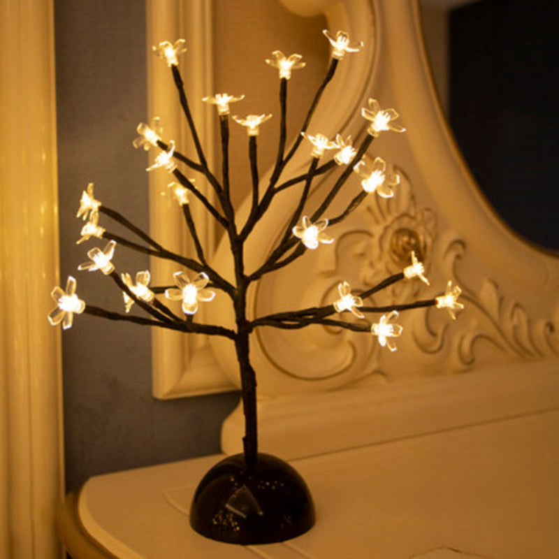 Tree Branch Plastic LED Table Light Artistic Black Battery Nightstand Lamp for Bedroom Black Battery G Clearhalo 'Night Lights' 'Wall Lights' Lighting' 2137544