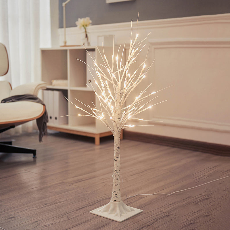 Birch Tree Shaped Plastic LED Floor Lamp Decorative White USB Nightstand Lighting White Large USB Clearhalo 'Night Lights' 'Wall Lights' Lighting' 2137599