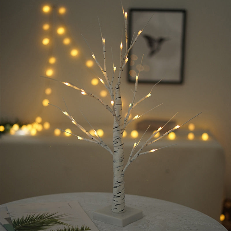 Plastic Birch Tree USB Nightstand Lamp Art Decor White LED Table Light for Living Room Clearhalo 'Night Lights' 'Wall Lights' Lighting' 2137621