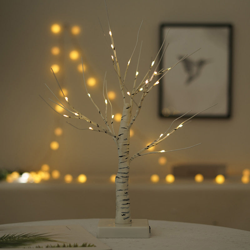 Plastic Birch Tree USB Nightstand Lamp Art Decor White LED Table Light for Living Room Clearhalo 'Night Lights' 'Wall Lights' Lighting' 2137622