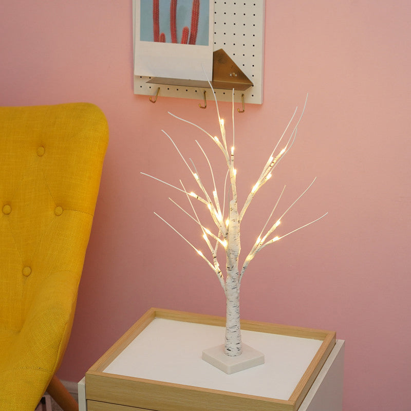 Plastic Birch Tree USB Nightstand Lamp Art Decor White LED Table Light for Living Room Clearhalo 'Night Lights' 'Wall Lights' Lighting' 2137624