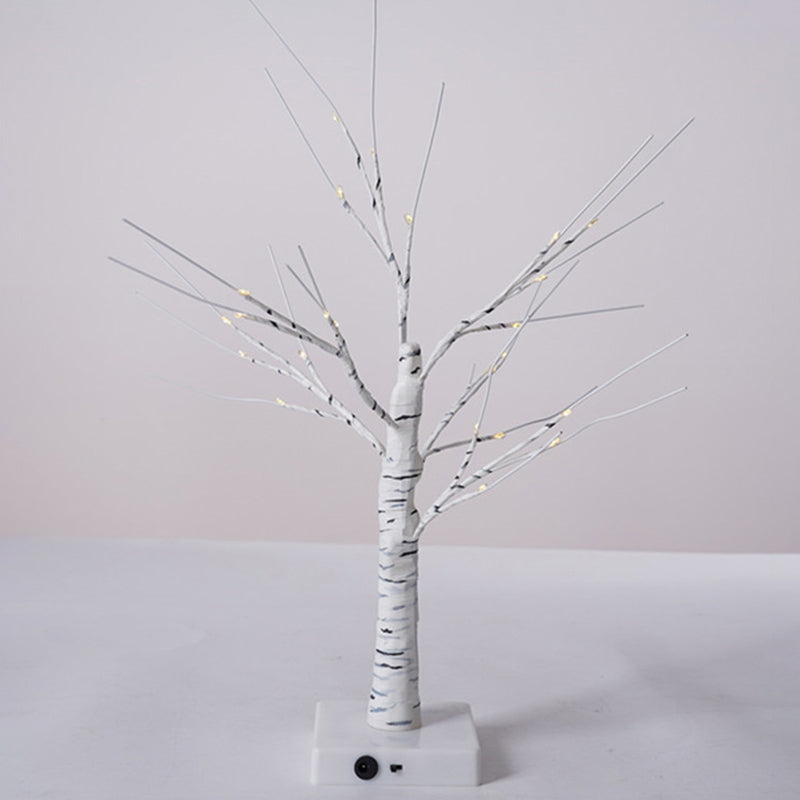 Plastic Birch Tree USB Nightstand Lamp Art Decor White LED Table Light for Living Room Clearhalo 'Night Lights' 'Wall Lights' Lighting' 2137625