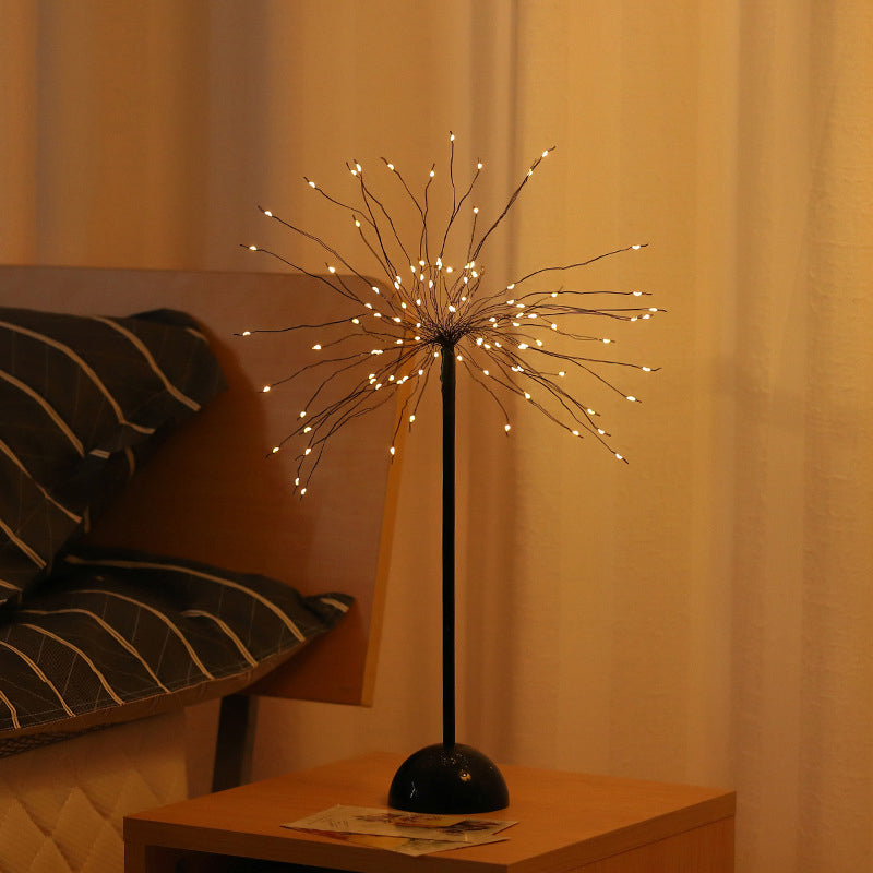 Dandelion Shaped Metallic Table Lighting Art Decor Black LED Nightstand Lamp for Bedroom Black Battery Clearhalo 'Night Lights' 'Wall Lights' Lighting' 2137626