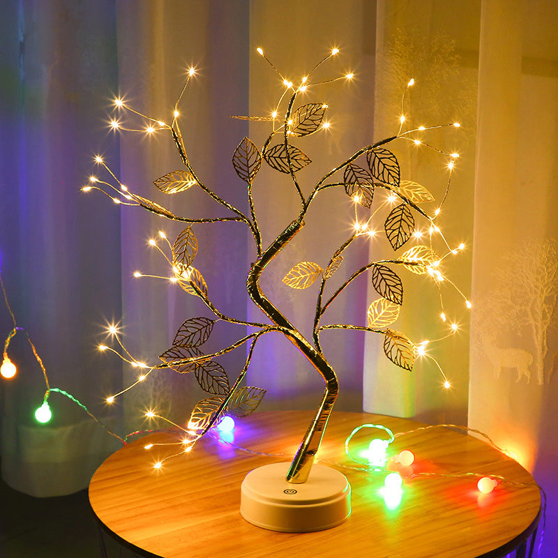 Contemporary Tree USB Nightstand Lamp Metallic Living Room LED Table Light in Gold Clearhalo 'Night Lights' 'Wall Lights' Lighting' 2137641