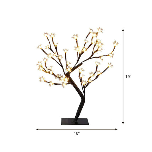 Metallic Tree Branch LED Table Lamp Art Decor Black USB Nightstand Light with Plastic Flower Decor Clearhalo 'Night Lights' 'Wall Lights' Lighting' 2137654