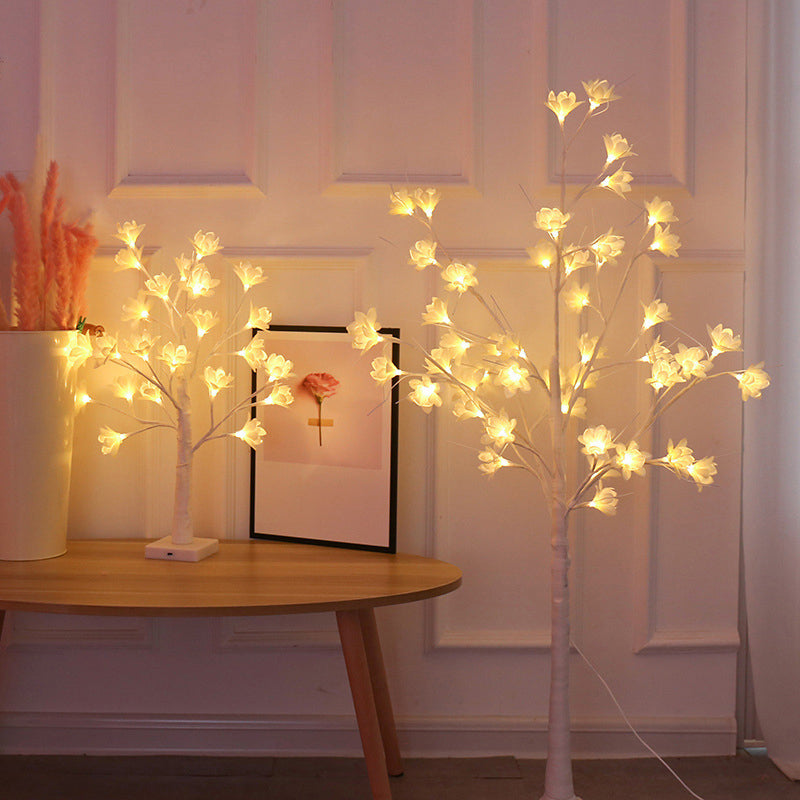 Art Decor Flower Tree LED Table Lamp Metallic Living Room USB Floor Lighting in White Clearhalo 'Night Lights' 'Wall Lights' Lighting' 2137684