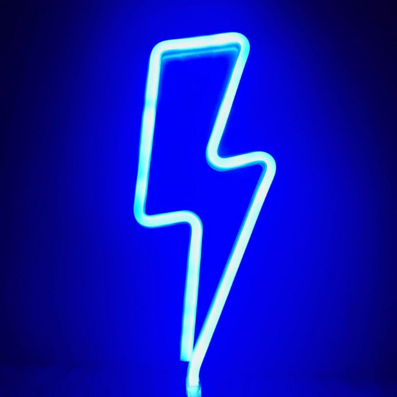 Lightning Bolt LED Table Lighting Artistic Rubber Bedroom Battery Nightstand Lamp in White White Battery Blue Clearhalo 'Night Lights' 'Wall Lights' Lighting' 2137686