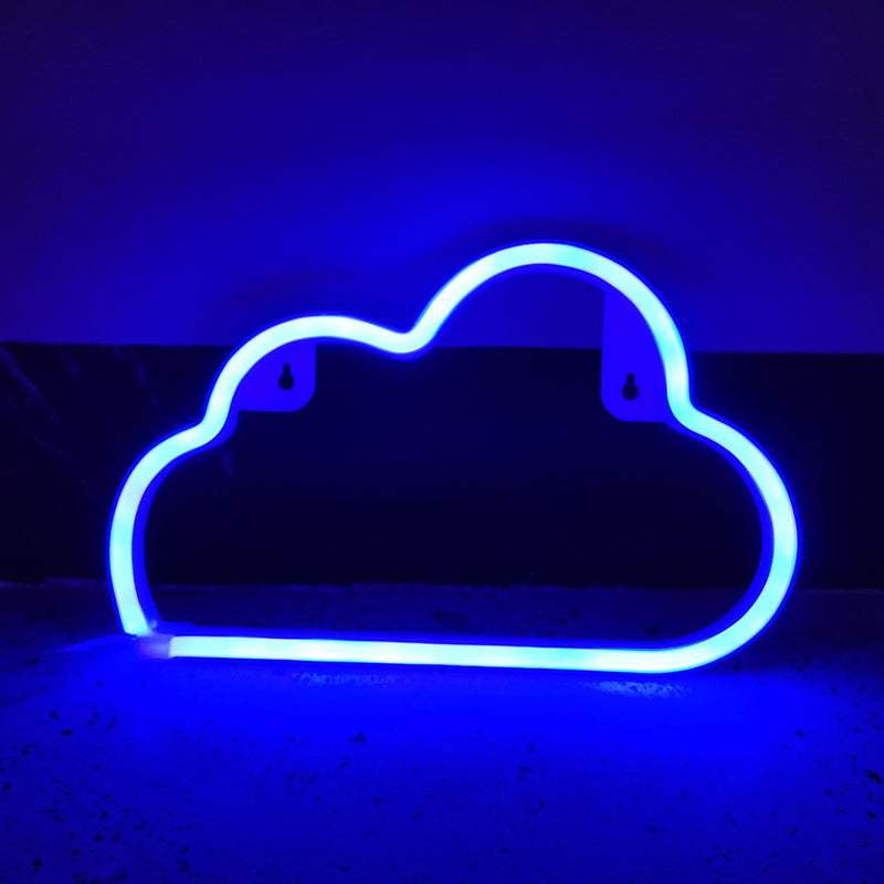 Plastic Cloud Shaped Battery Wall Light White LED Night Lighting Ideas for Kids Bedroom White Battery Blue Clearhalo 'Night Lights' 'Wall Lights' Lighting' 2137691