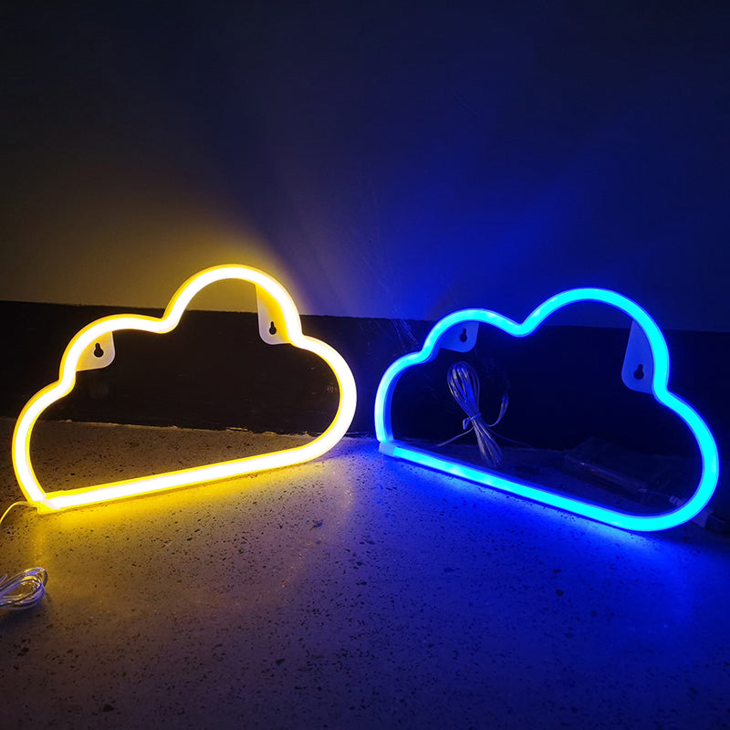 Plastic Cloud Shaped Battery Wall Light White LED Night Lighting Ideas for Kids Bedroom Clearhalo 'Night Lights' 'Wall Lights' Lighting' 2137692