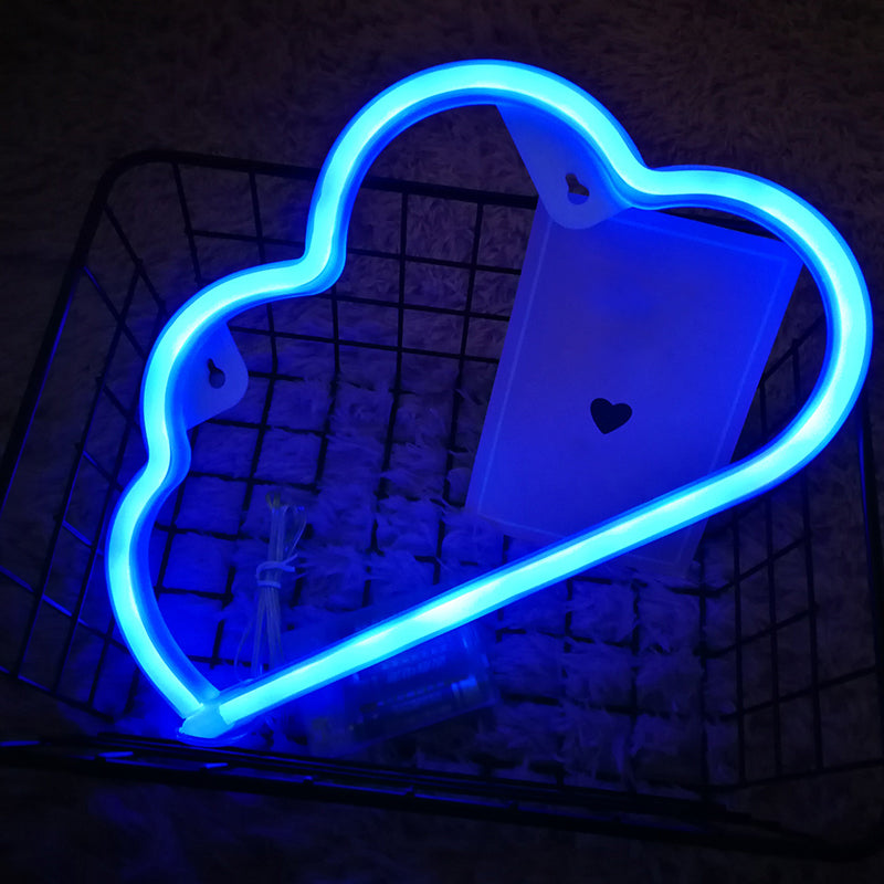 Plastic Cloud Shaped Battery Wall Light White LED Night Lighting Ideas for Kids Bedroom Clearhalo 'Night Lights' 'Wall Lights' Lighting' 2137693