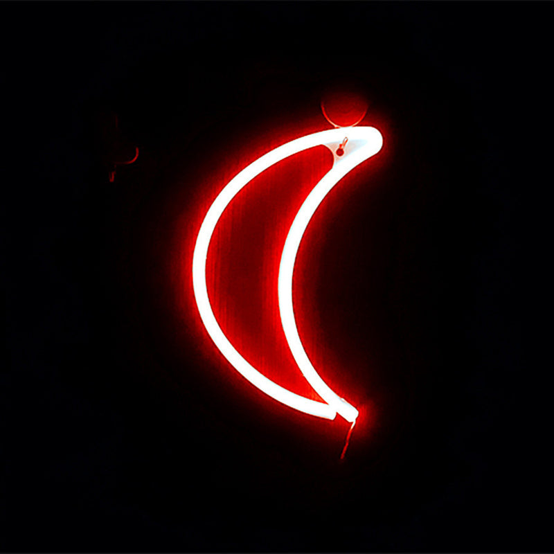 Crescent Shape Plastic LED Night Lighting Decorative White Battery Powered Wall Light White Battery Red Clearhalo 'Night Lights' 'Wall Lights' Lighting' 2137703